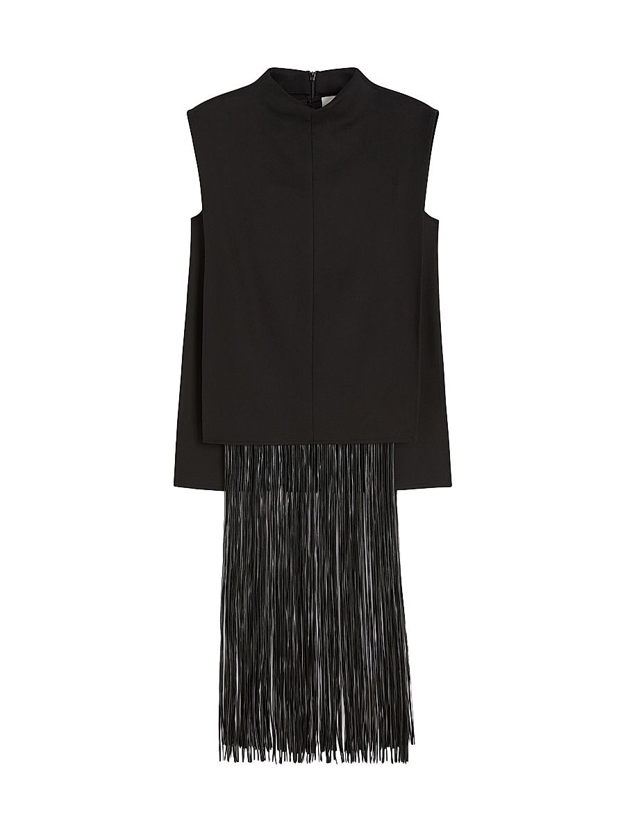Women's Sleeveless Top with Fringes - Black - Size 14