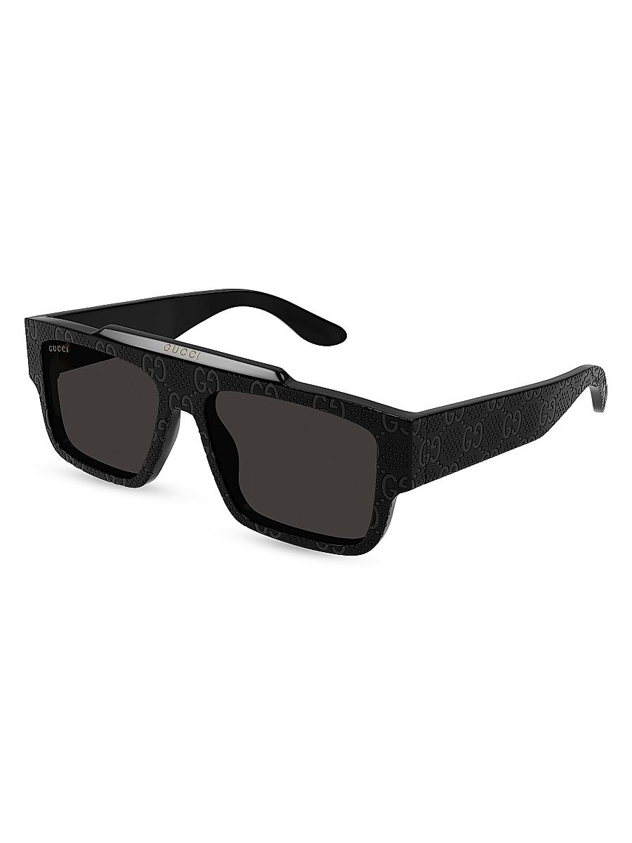 Men's Faceted Specs GG1460S 56MM Rectangular Sunglasses - Black Dark Grey