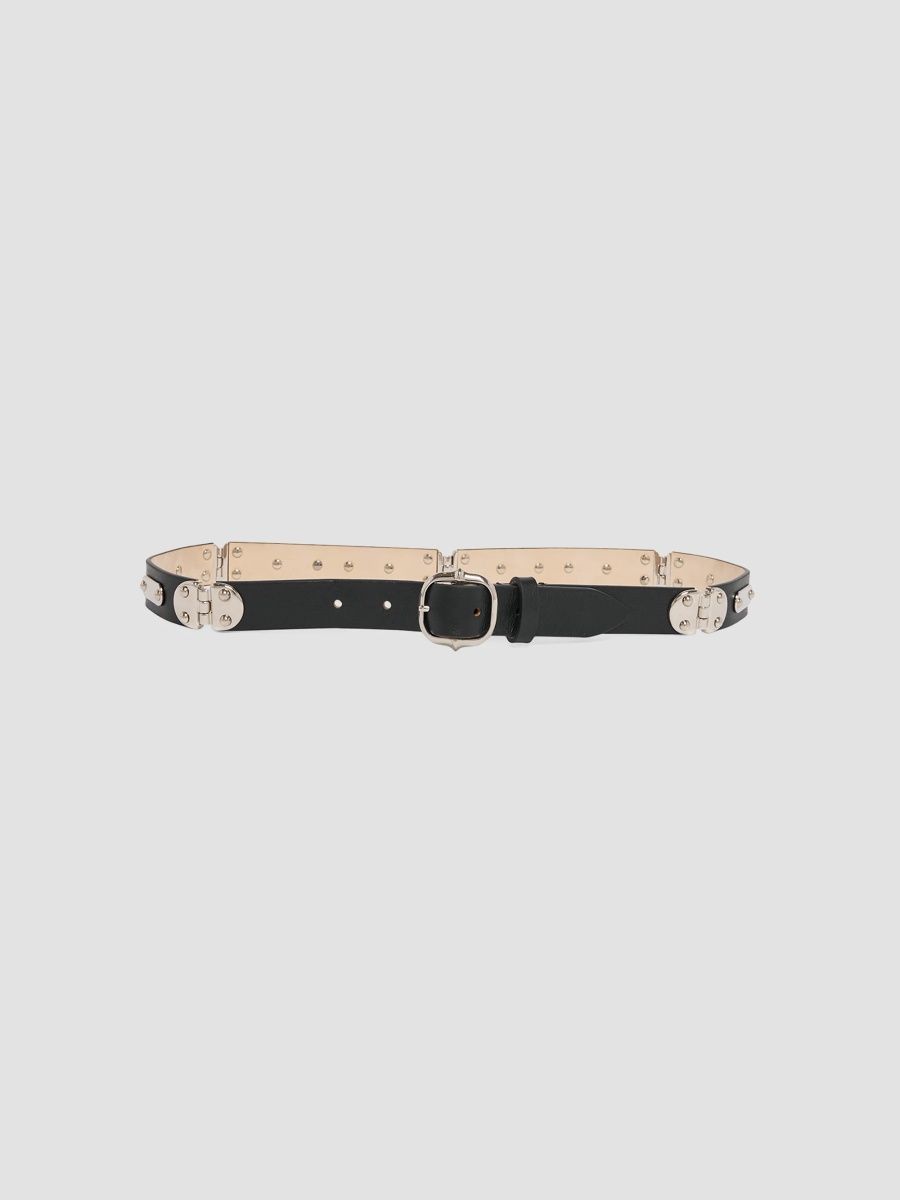 Isabel Marant Women's Depson Leather Belt - Black And Palladium - Size XS