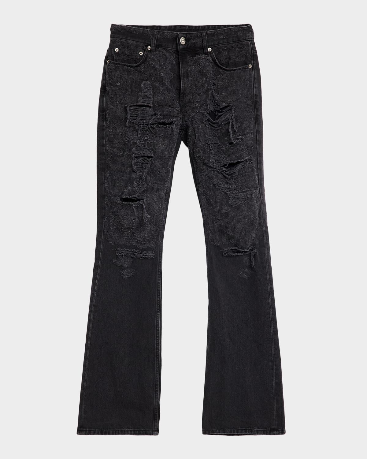 Men & apos;s Bronko Asher Trashed Distressed Bootcut Jeans