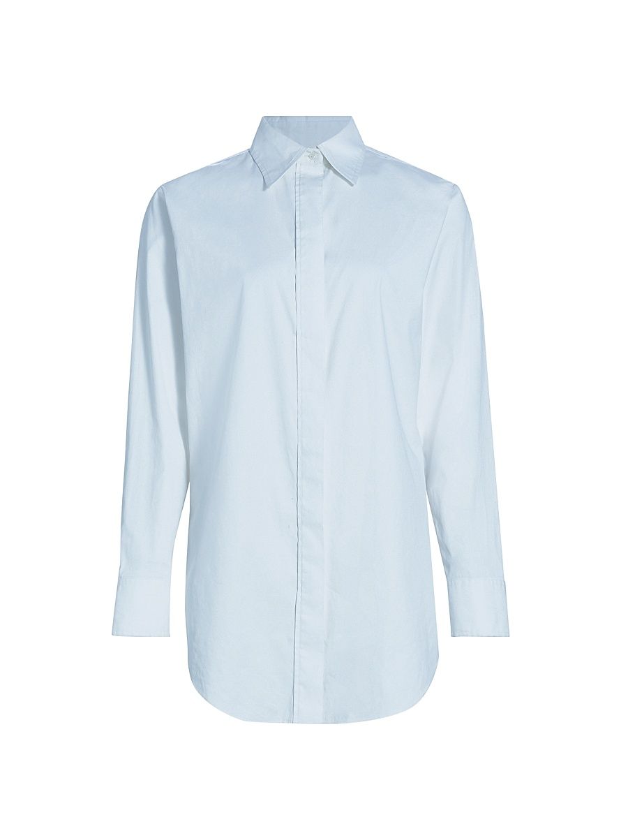 Women's The Mira Split-Back Boyfriend Shirt - Sky Blue - Size 4