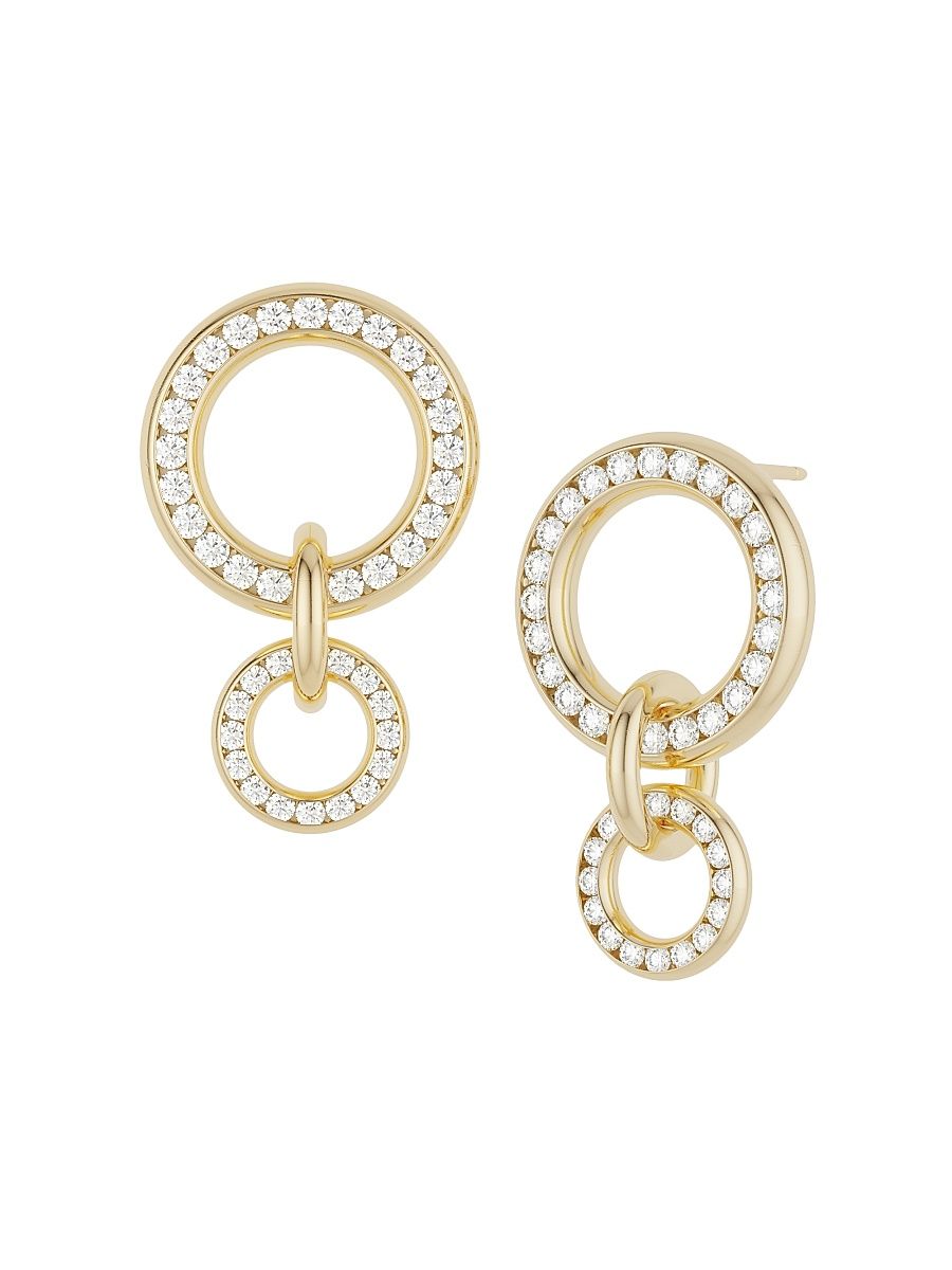 Women's Canis 18K Yellow Gold & Diamond Interlocking Drop-Hoop Earrings - Gold