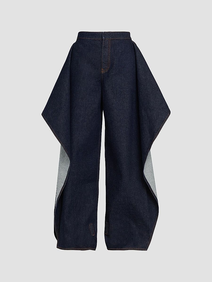 ALAÏA Women's Flap Ruffled Wide-Leg Jeans - Bleu Brut - Size 8
