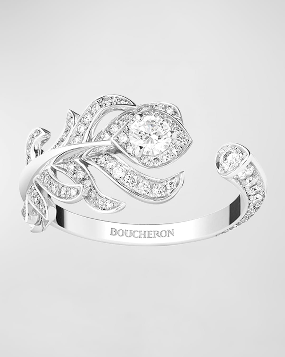 Plume de Paon 18K White Gold Diamond Ring