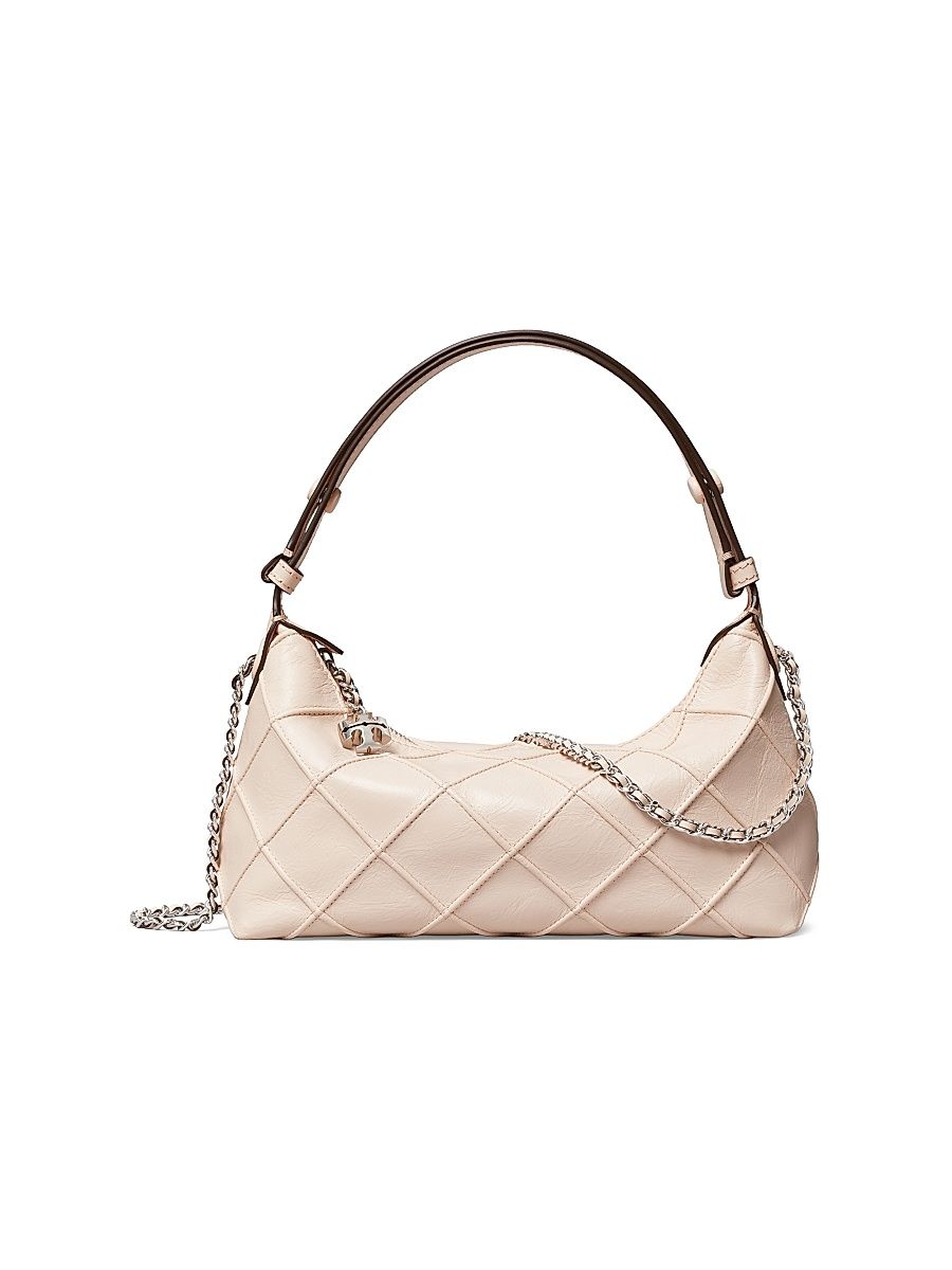 Women's Fleming Leather Pouchette Shoulder Bag - Soft Pink