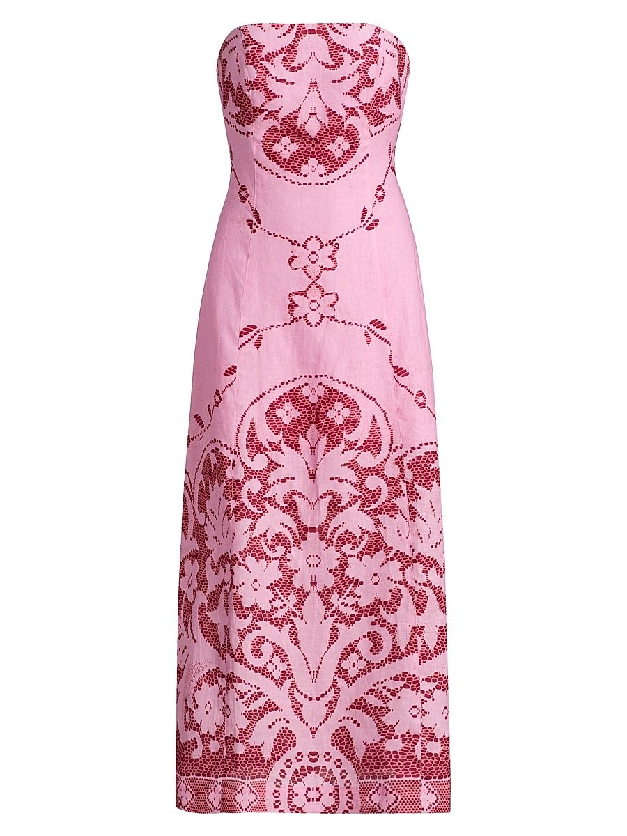 Women's Le Fleur Harper Printed Strapless Midi-Dress - Magenta - Size 12