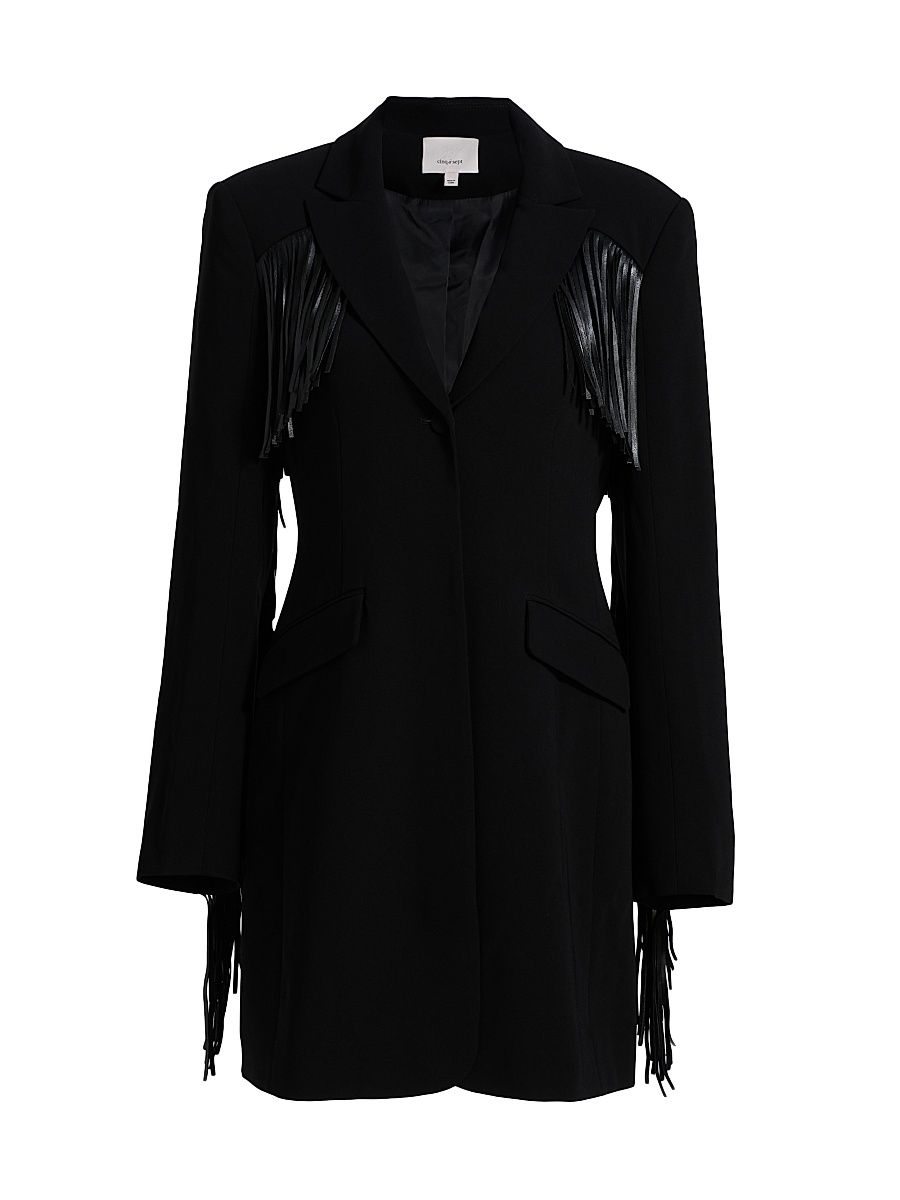 Women's Joelette Fringe Blazer Minidress - Black - Size 10