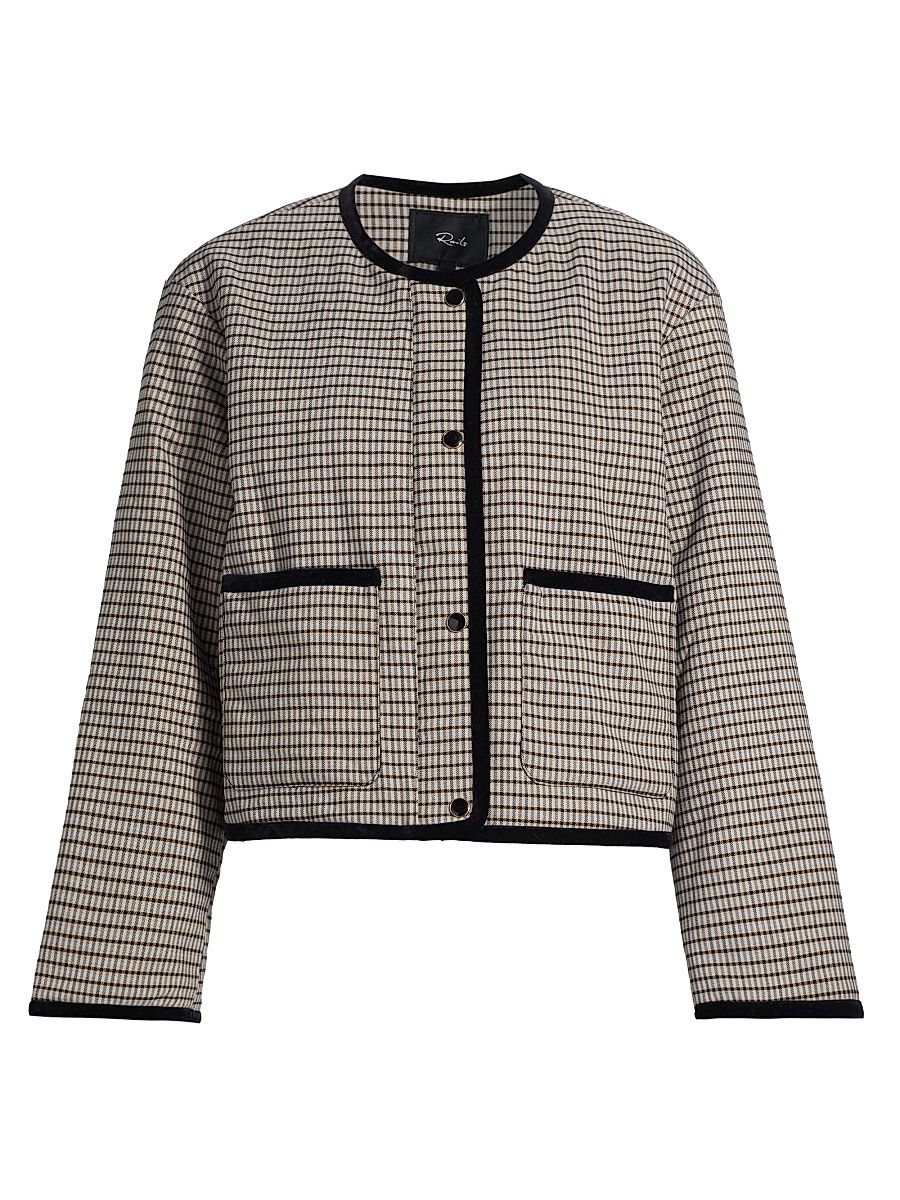 Women's Nota Plaid Padded Jacket - Ice Taupe Minicheck - Size Large