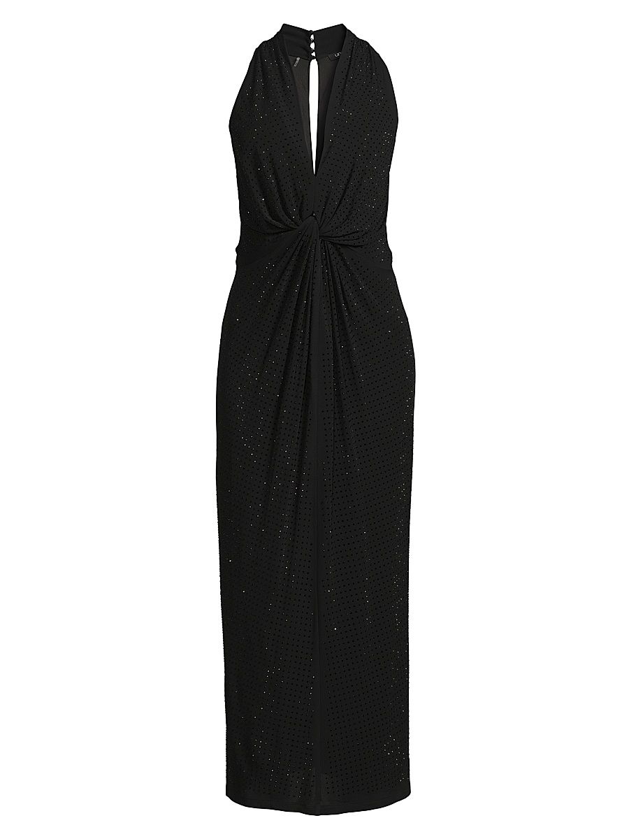 Women's Talia Halter Gathered Cocktail Dress - Black - Size Large