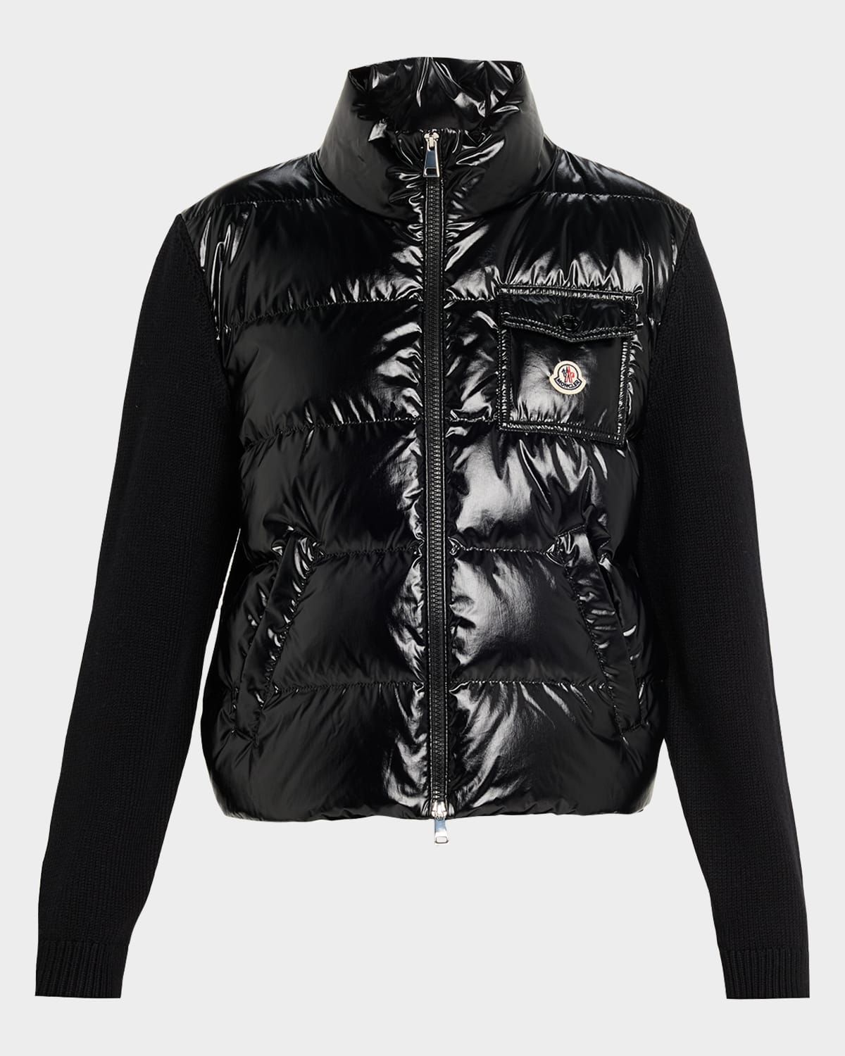 Padded Zip-Up Wool Cardigan