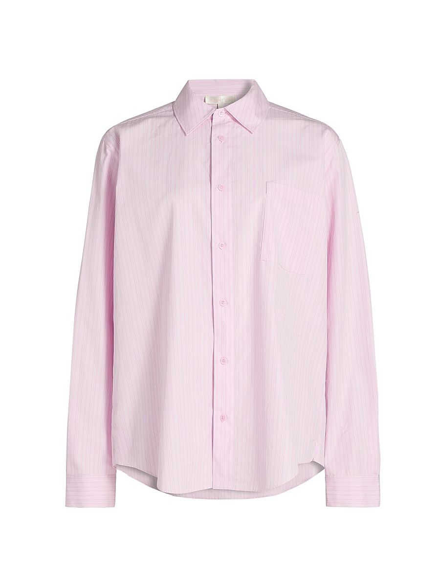 Women's Hudley Striped Cotton Shirt - Hibiscus Honey - Size Large