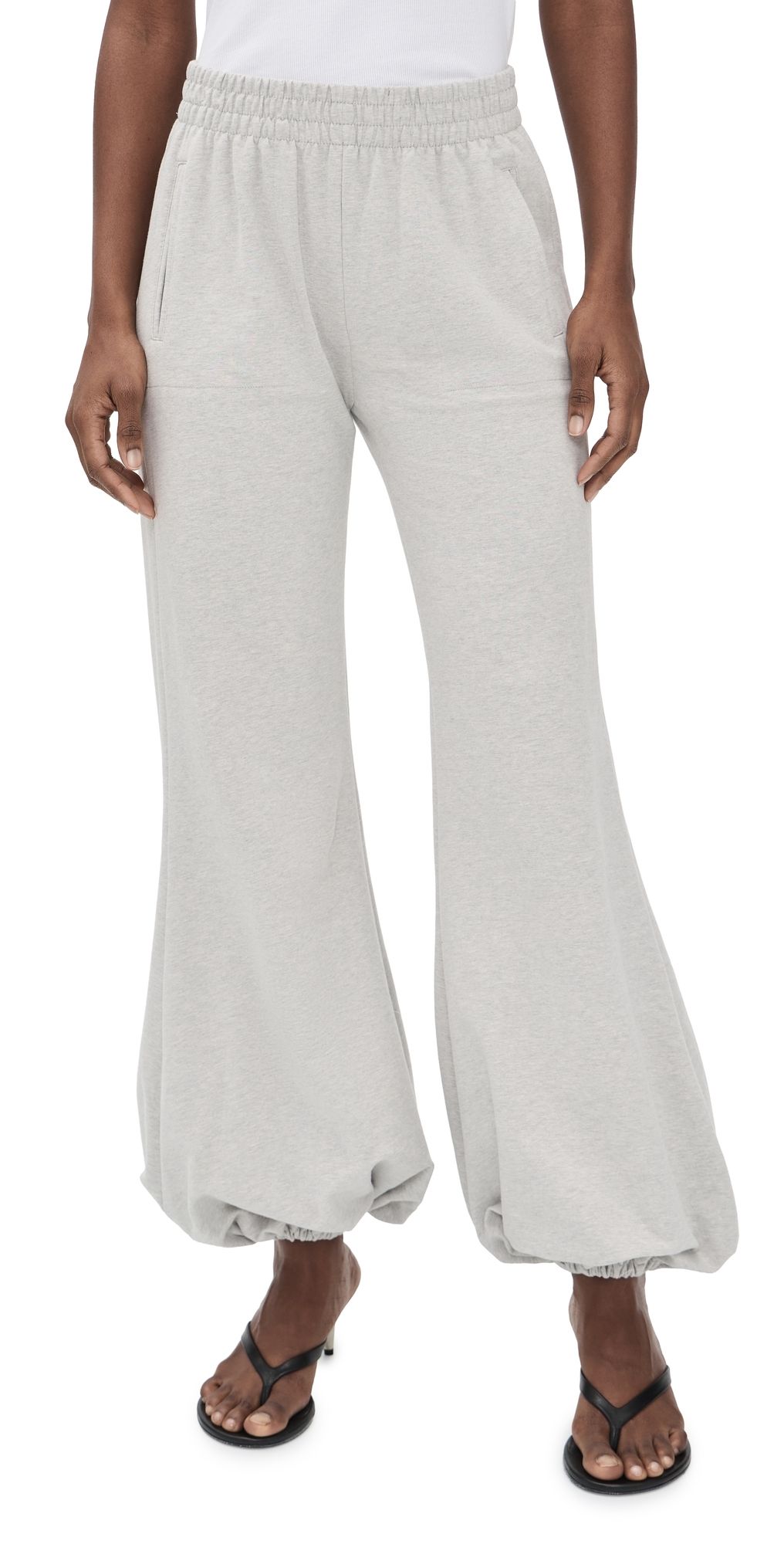 Norma Kamali Boyfriend Puff Jog Sweatpants Light Heather Grey XL