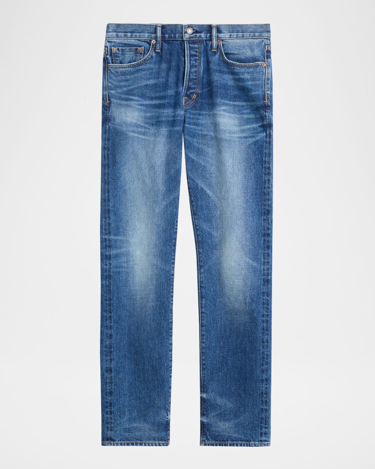 Men & apos;s Light Wash Selvedge Straight Fit Jeans