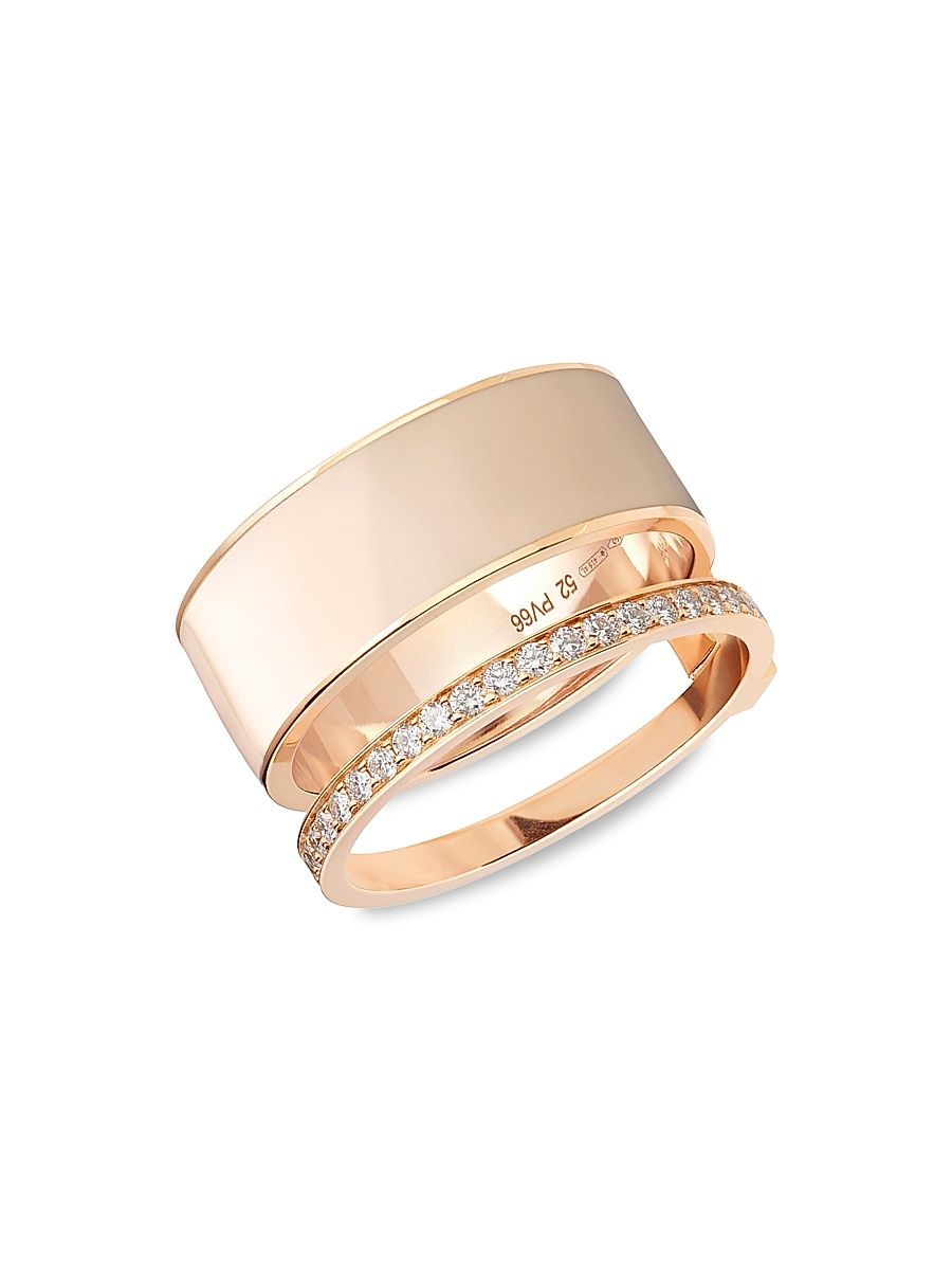 Women's Berbere 18K Rose Gold & 0.29 TCW Diamond Double-Band Ring - Rose Gold - Size 6