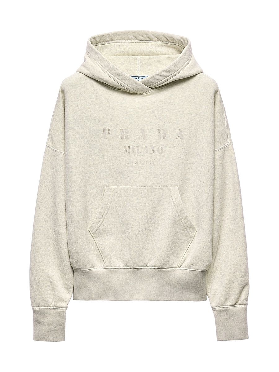 Women's Cotton Fleece Hoodie - Beige Khaki - Size Small