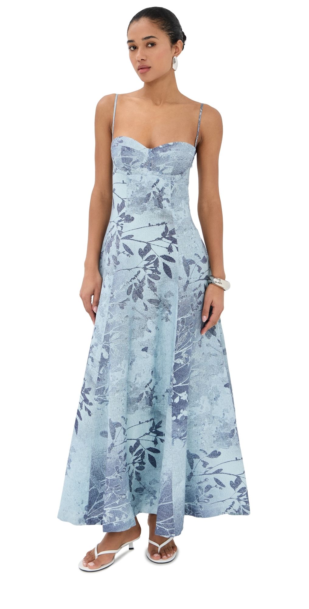 SIMKHAI Rudie Bustier Maxi Dress Sky Floral M