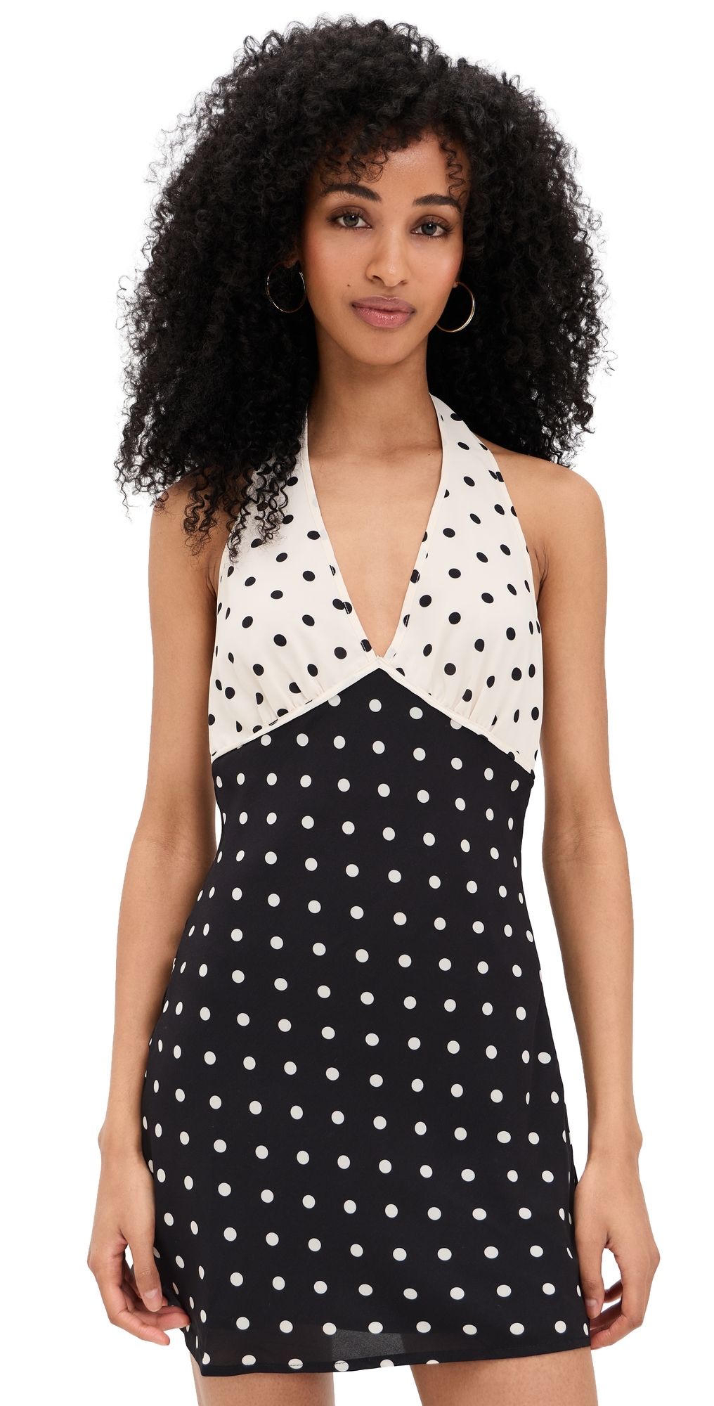 Bailey Rose Polka-Dot Mini Dress Black/Cream S
