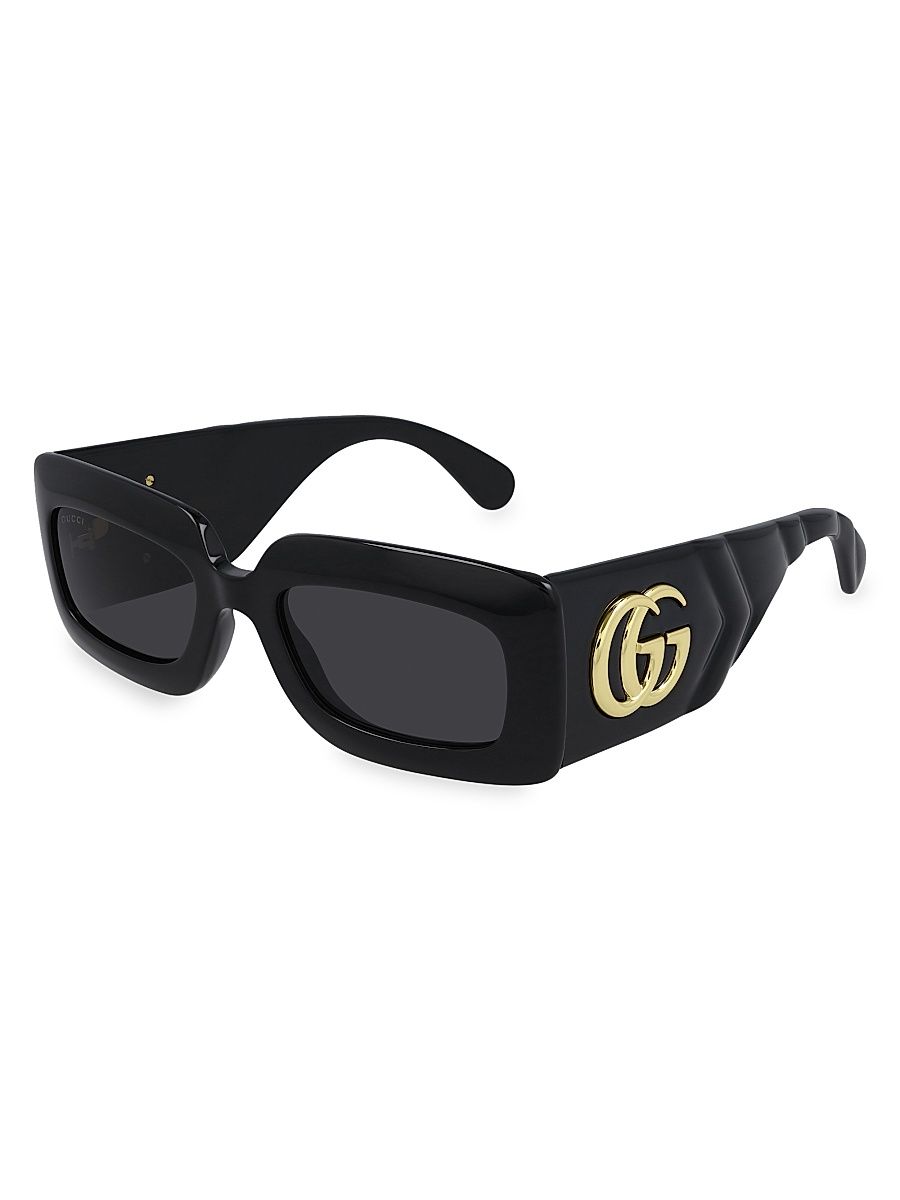Women's 53MM Rectangular Sunglasses - Black Black Grey