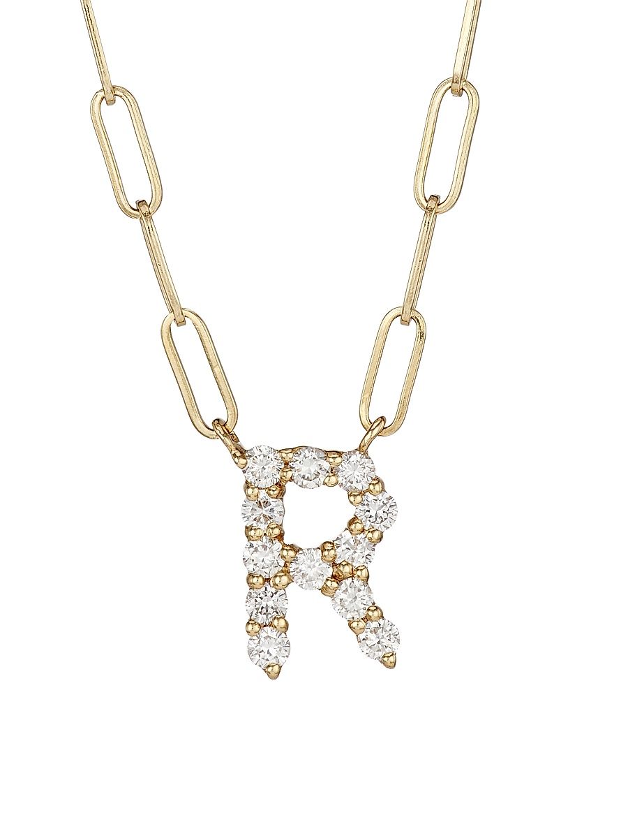 Saks Fifth Avenue Collection Women's 14K Yellow Gold & 0.40 TCW Diamond Large Initial Pendant Necklace - Initial R