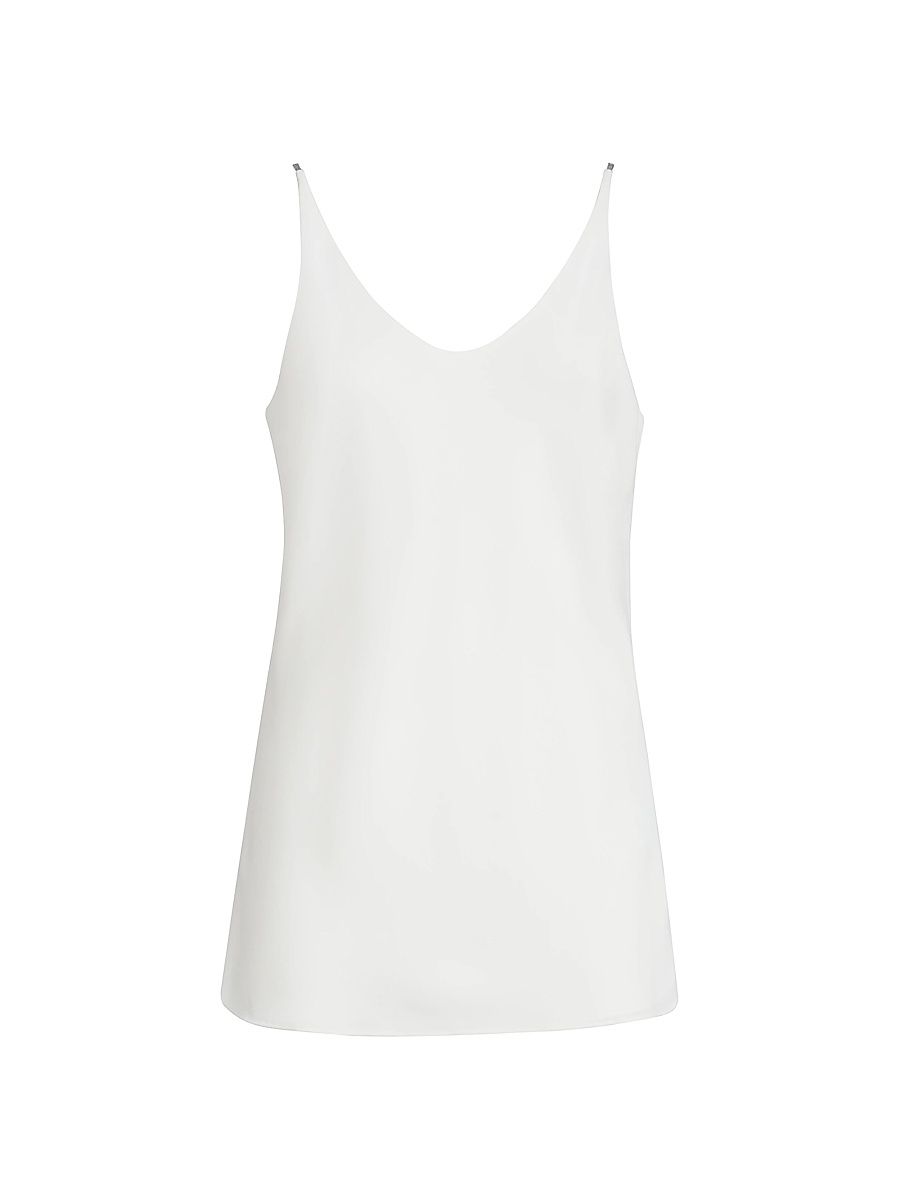 Women's Sable Silk Crepe Top with Shiny Strap - White - Size XXL