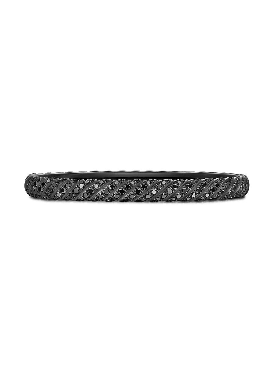 Women's Sculpted Cable Bangle Bracelet in Black Titanium - Black Diamond - Size Large