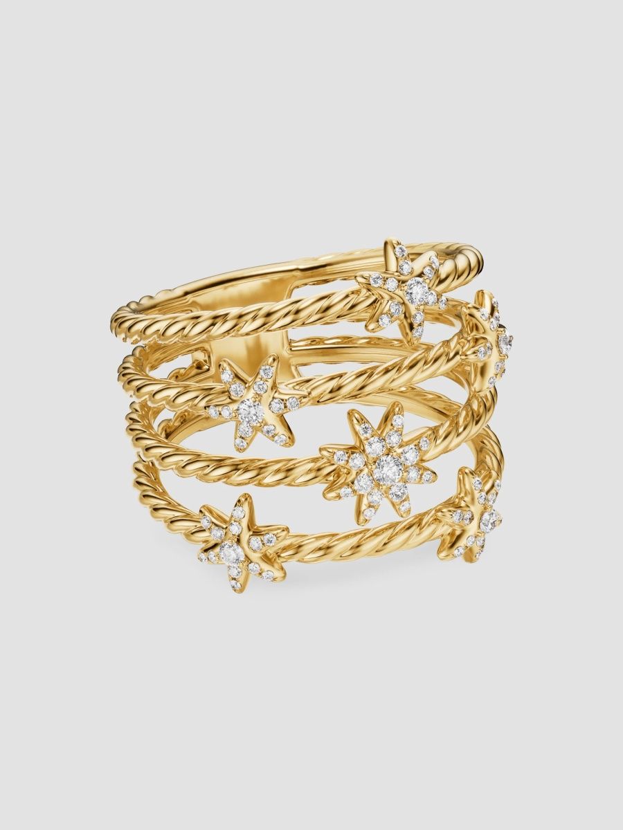 David Yurman Women's Petite Starburst Multi Row Ring in 18K Yellow Gold - Gold - Size 7