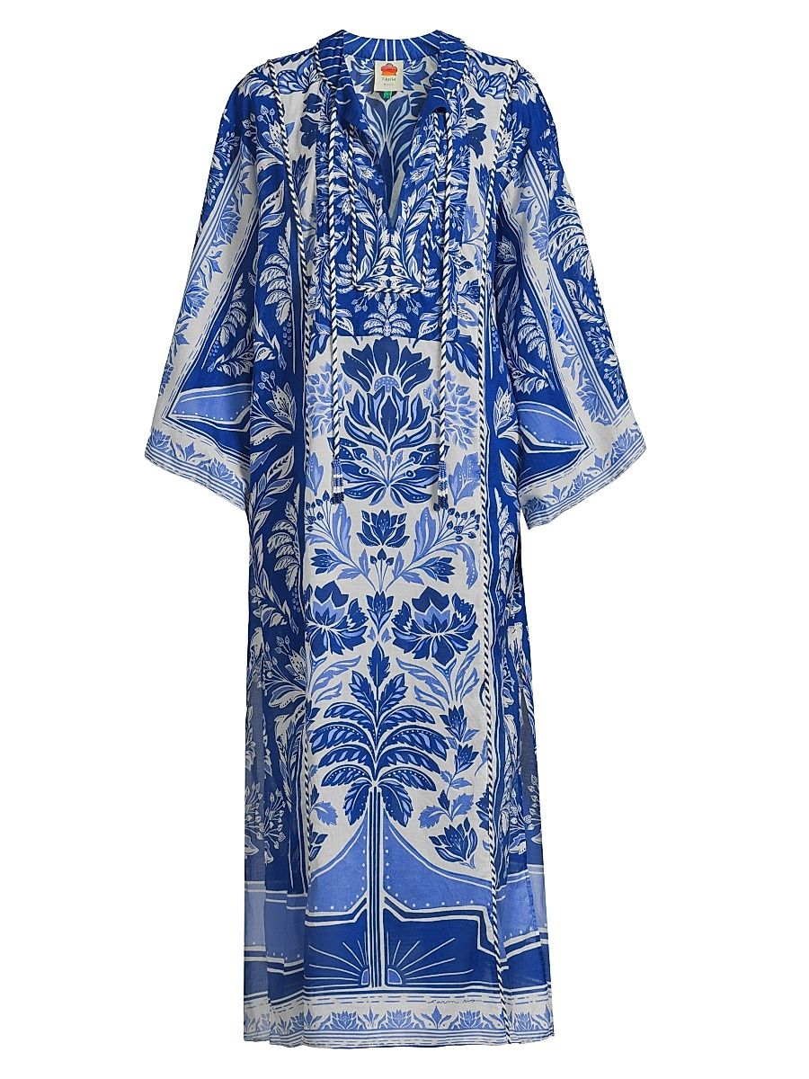 Women's Delicate Tapestry Cover-Up Long Dress - Off White - Size Medium