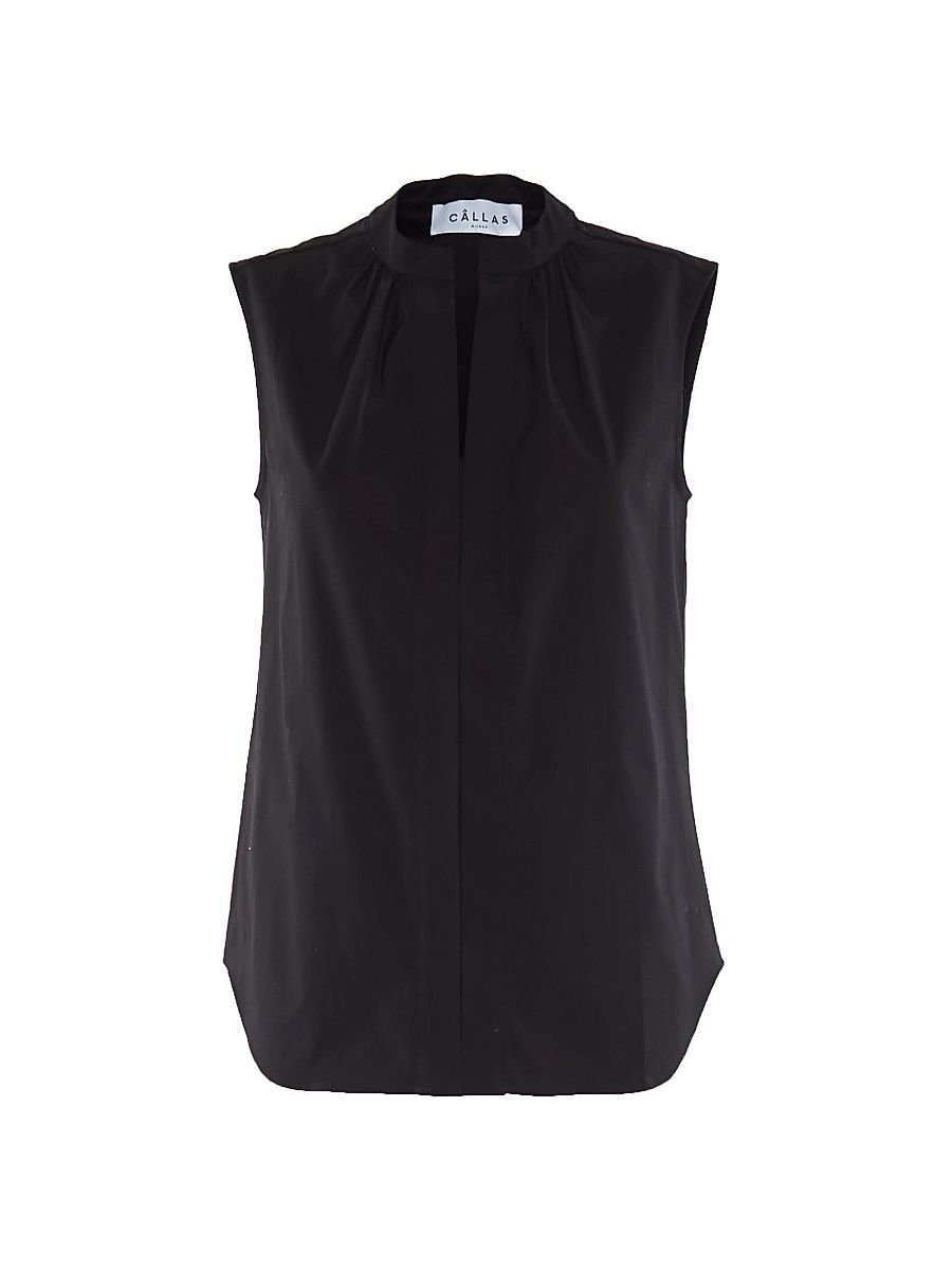 Women's Olympia Sleeveless Poplin Top - Black - Size 14