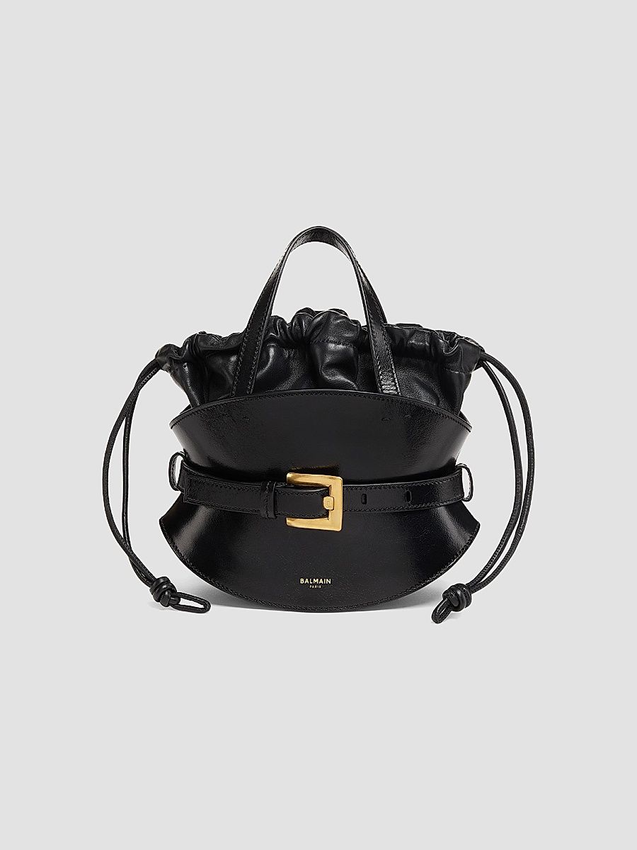 Balmain Women's Mini Shuffle Leather Top Handle Bag - Noir
