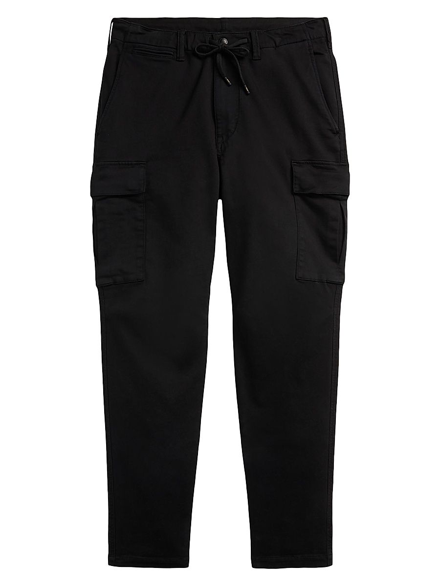 Men's Stretch-Cotton Drawstring Cargo Pants - Polo Black - Size 38