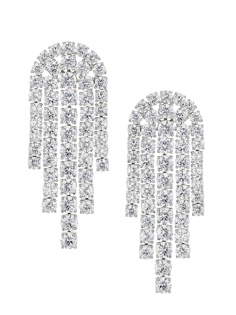 Women's Bubbly Rhodium-Plated & Cubic Zirconia Tennis Chandelier Earrings - Rhodium