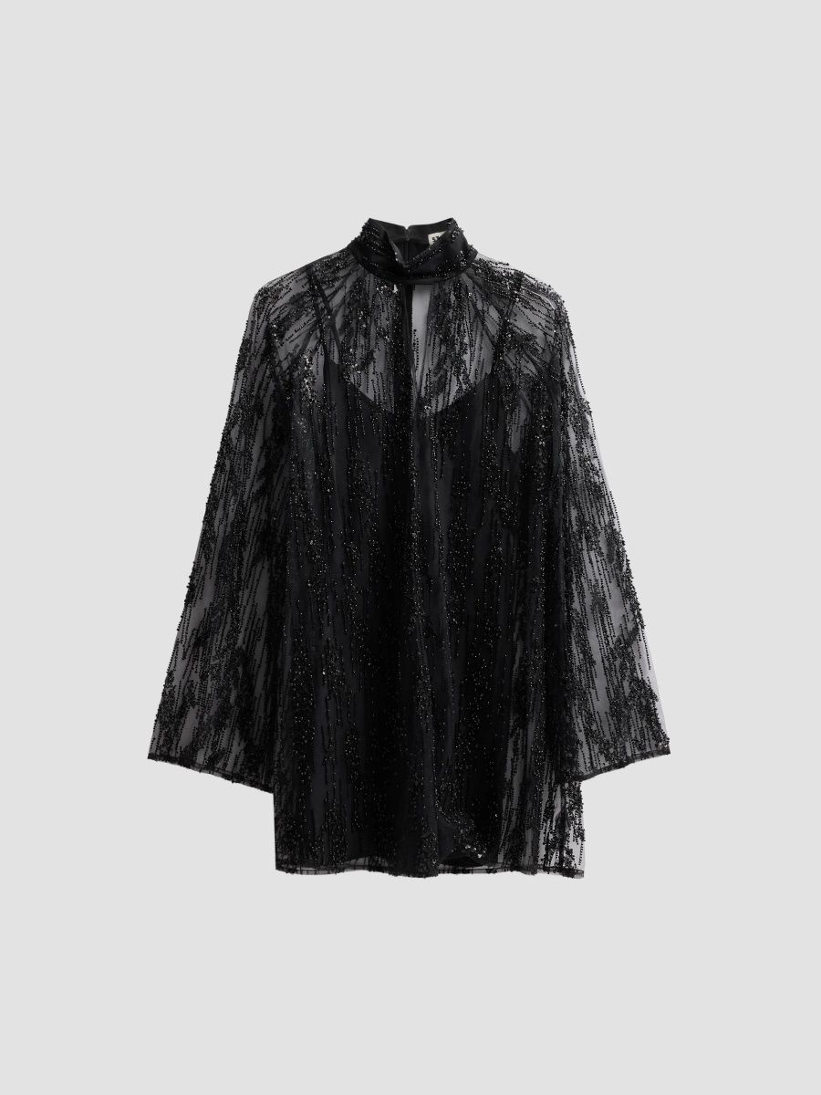 Staud Women's Esther Sequined Overlay Mini Dress - Black - Size XL