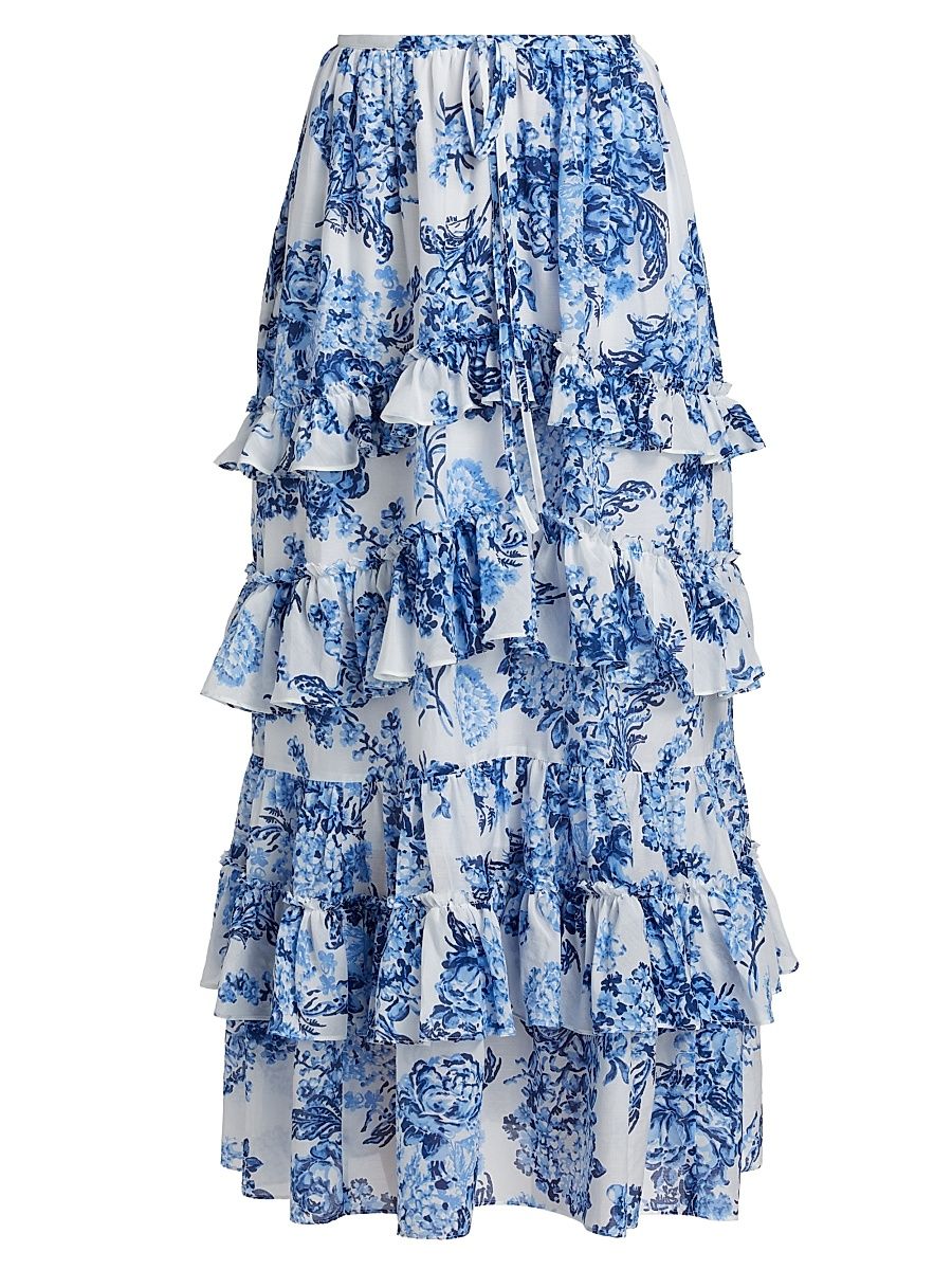 Women's Kandra Costal Bouquet A-Line Skirt - Endless Sky Multi - Size 12