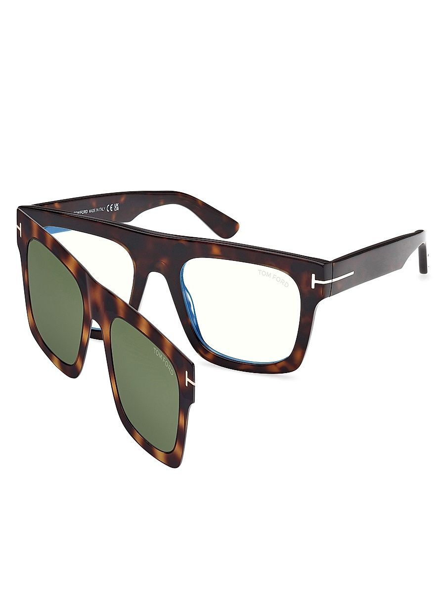 Men's 53MM Square Optical Eyeglasses - Dark Havana
