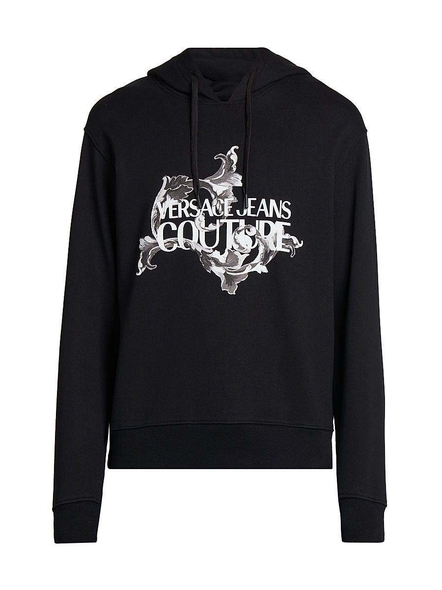 Men's Barocco Logo Hoodie - Black - Size XS