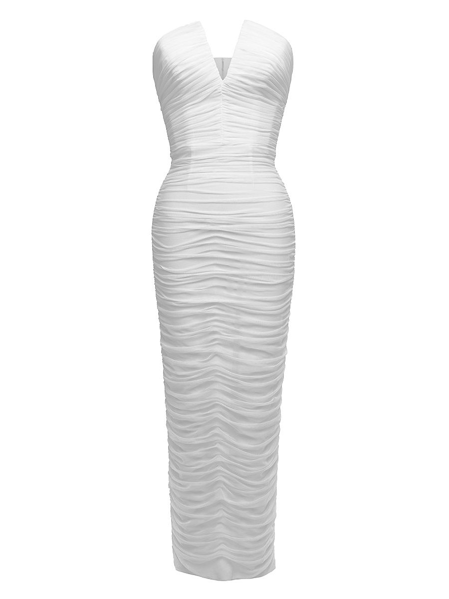Women's Ferra Ruched V-Neck Cocktail Dress - Off White - Size XXL