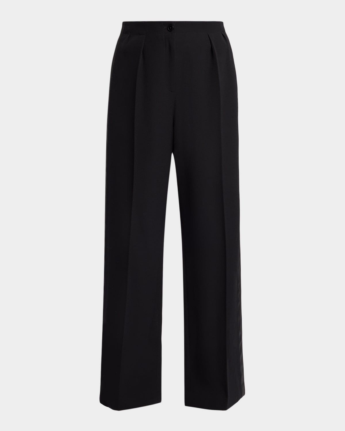 Felicita Double Pleated Wide-Leg Tuxedo Pants