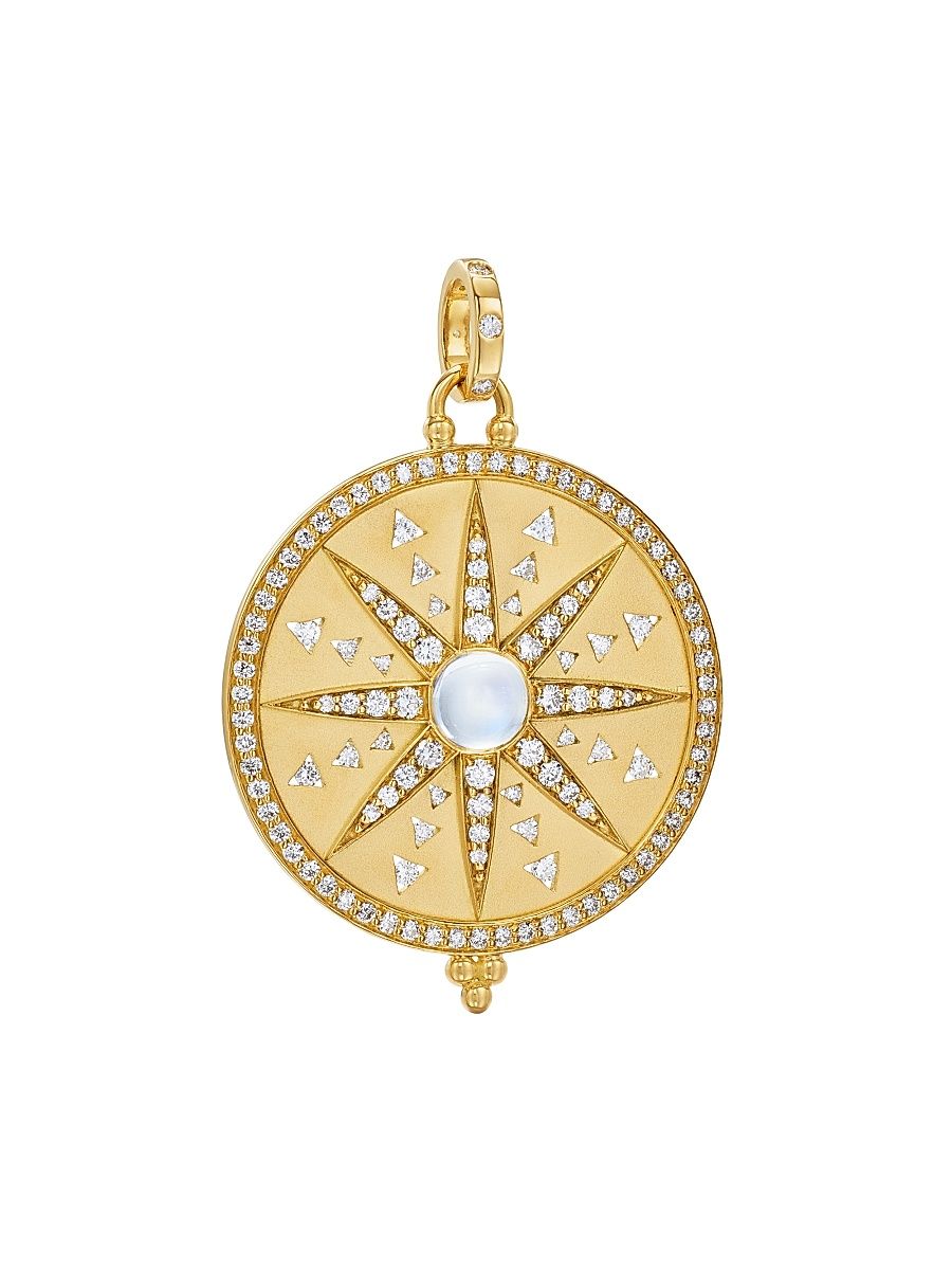 Women's Celestial Sole Mandala 18K Yellow Gold, Blue Moonstone & 1.81 TCW Diamond Pendant - Gold