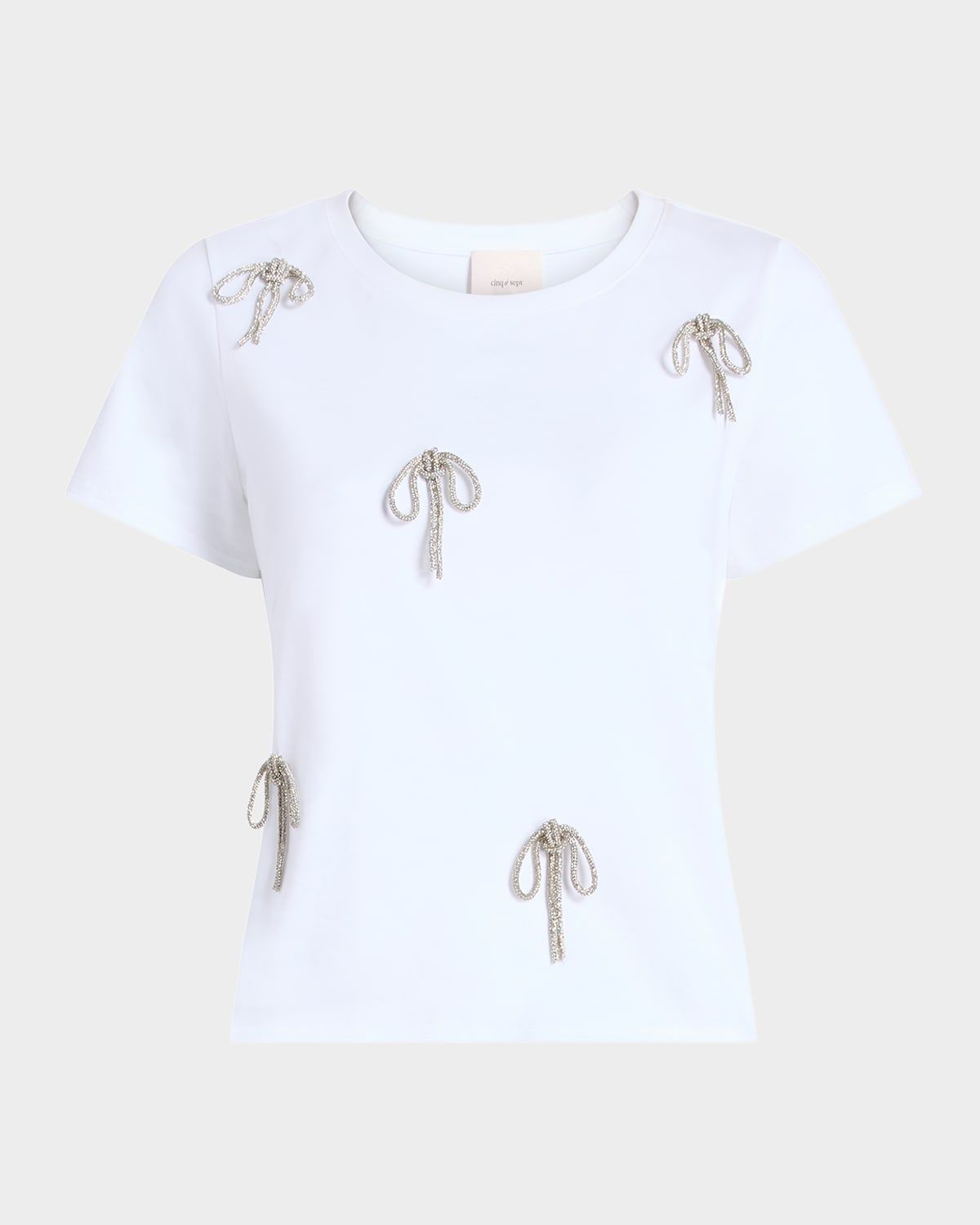 Corded Rhinestone Bow Shrunken Tee