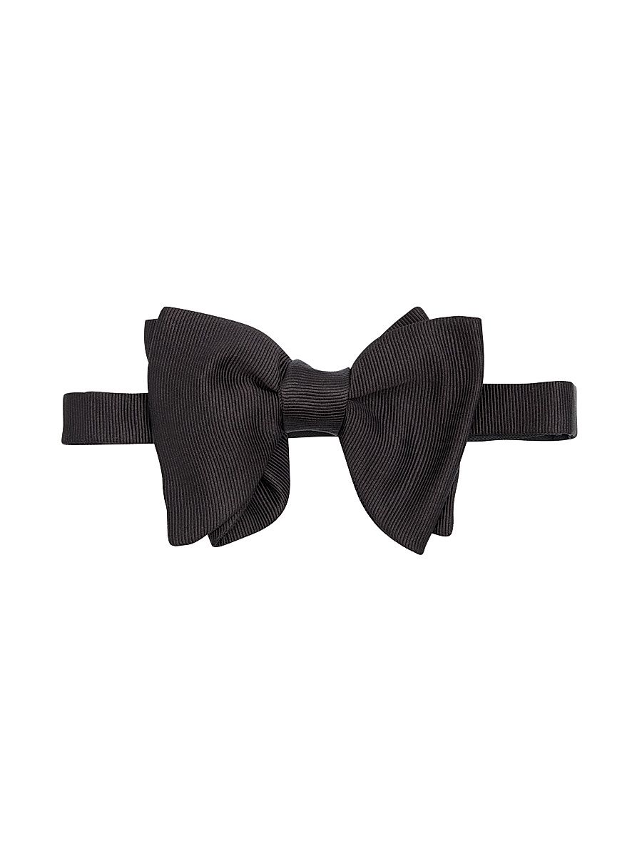 Men's Pre-Tied Grosgrain Silk Bow Tie - Black