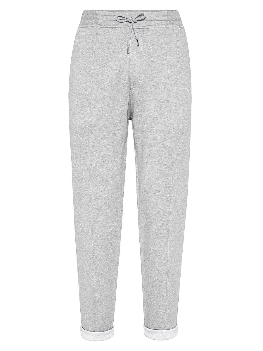 Men's Cotton Blend French Terry Double Cloth Trousers - Medium Grey - Size Medium