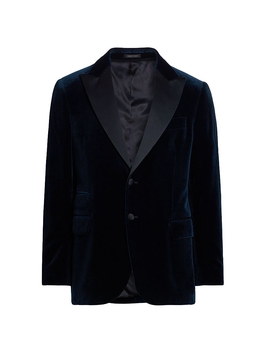 Men's COLLECTION Classic Velvet Jacket - Navy - Size 42