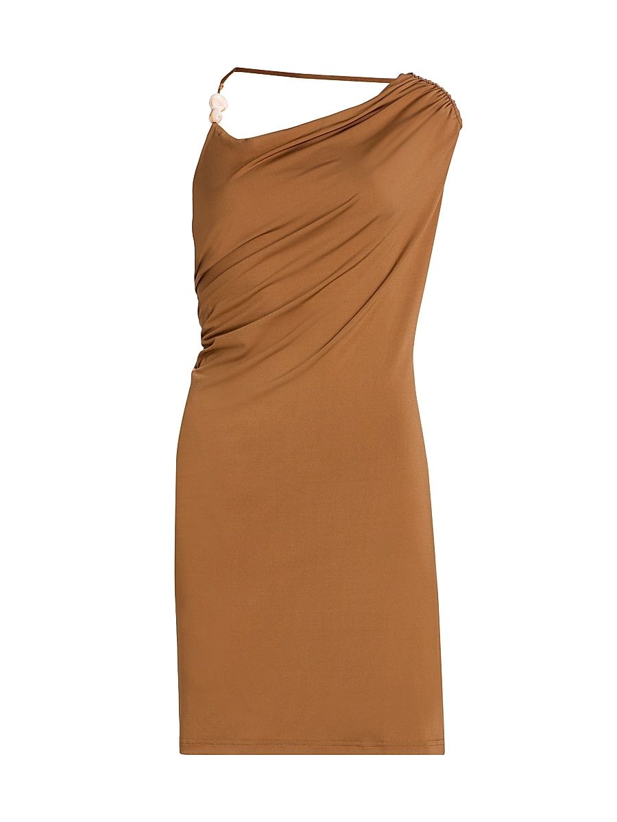 Women's Amren Bead-Detail Draped Jersey Minidress - Cedar - Size 12