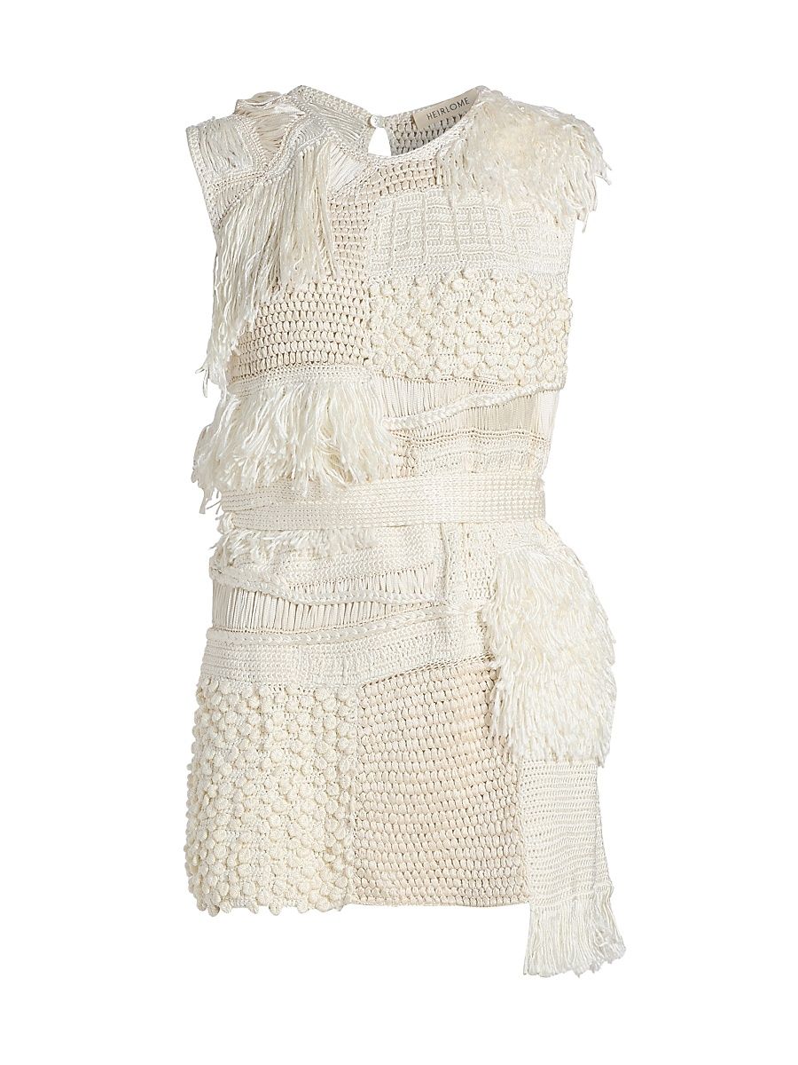 Women's Laia Crochet Silk Top - Cream - Size Small