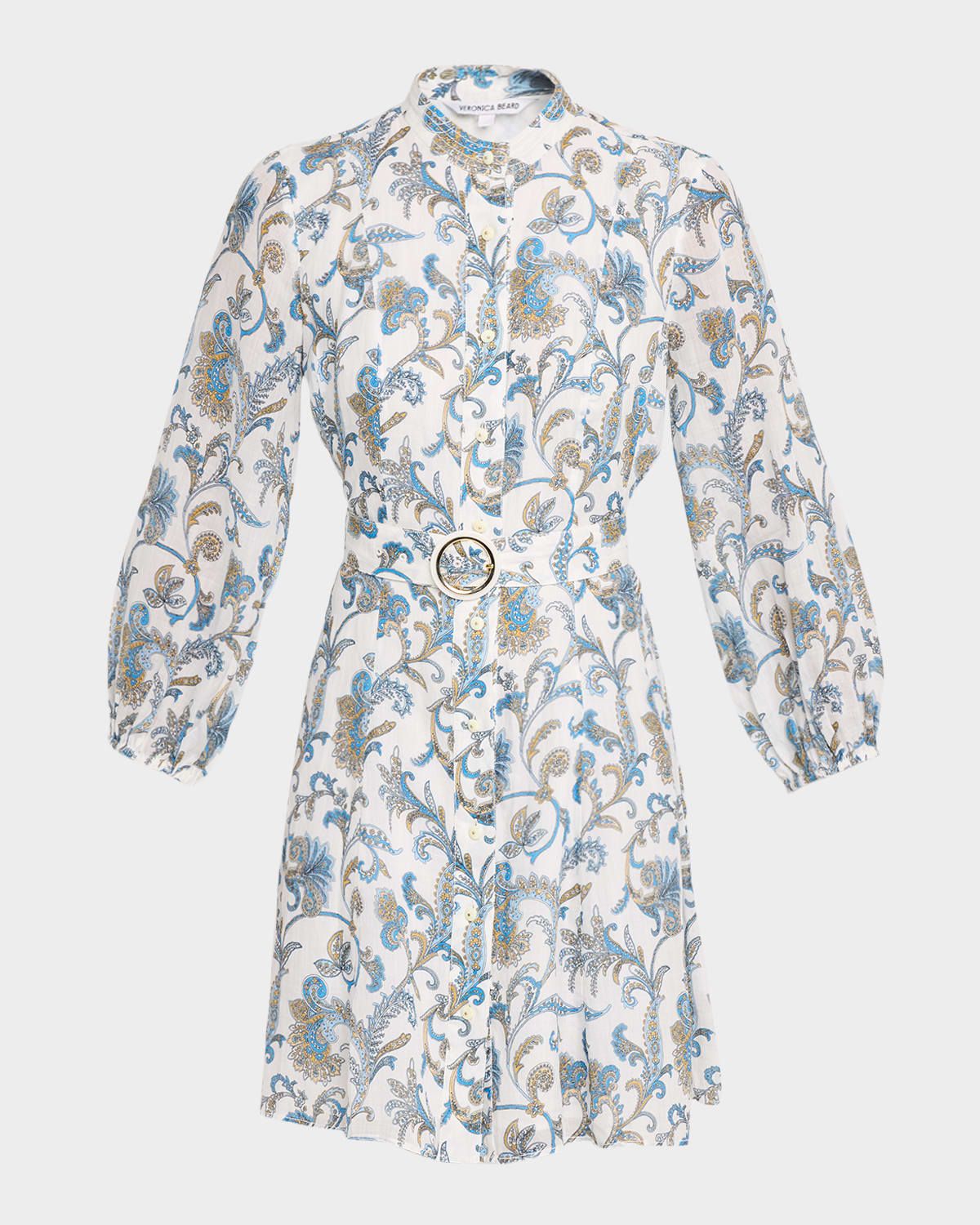 Kumar Belted Paisley-Print Mini Dress