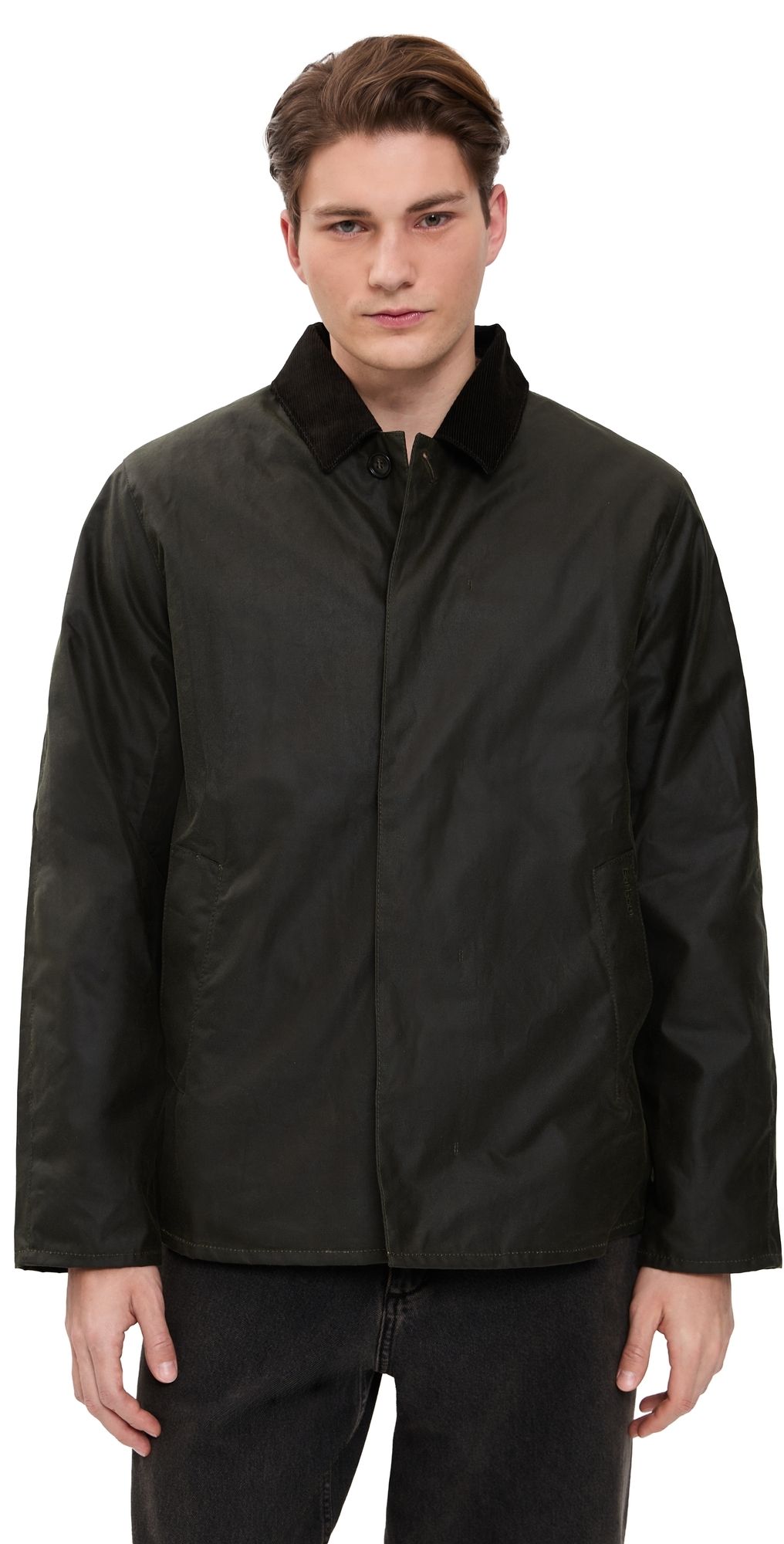 Barbour Short Lorden Wax Mac Jacket Olive XL