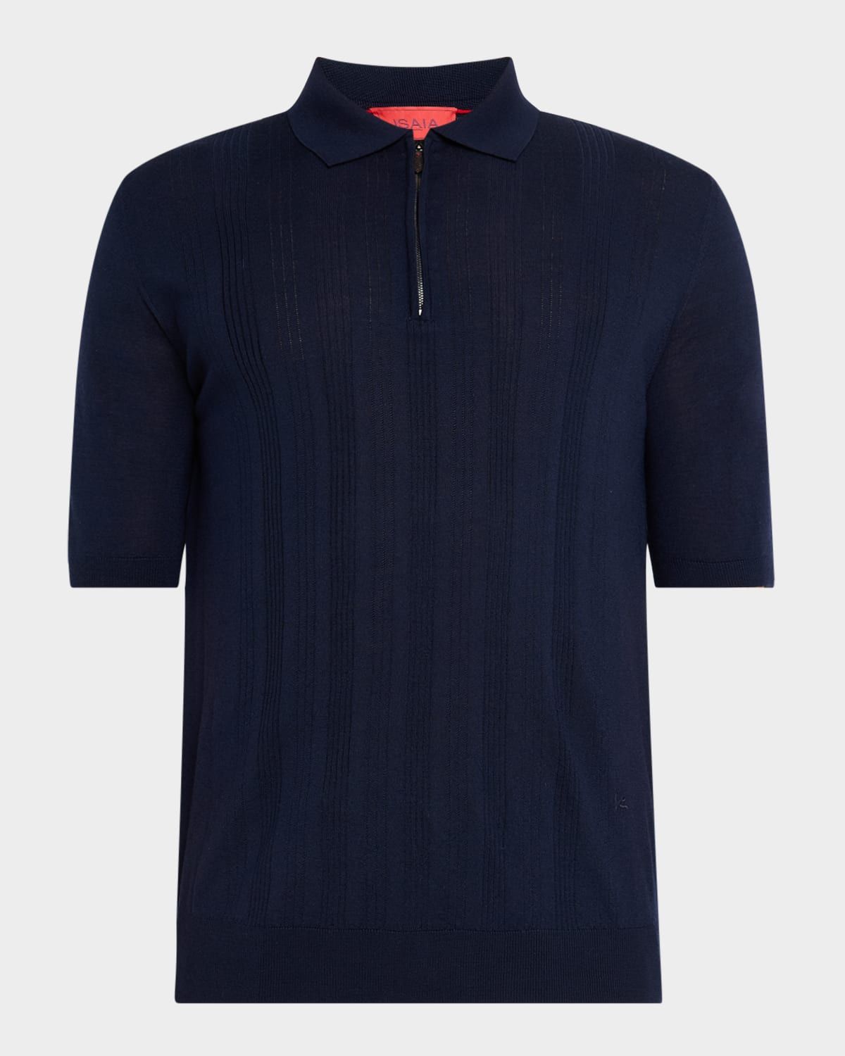 Men & apos;s Stripe Knit Short-Sleeve Polo Sweater