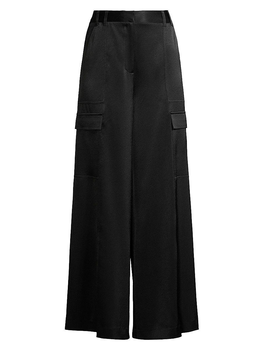 Women's Parker Satin Crepe Cargo Pants - Black - Size 0