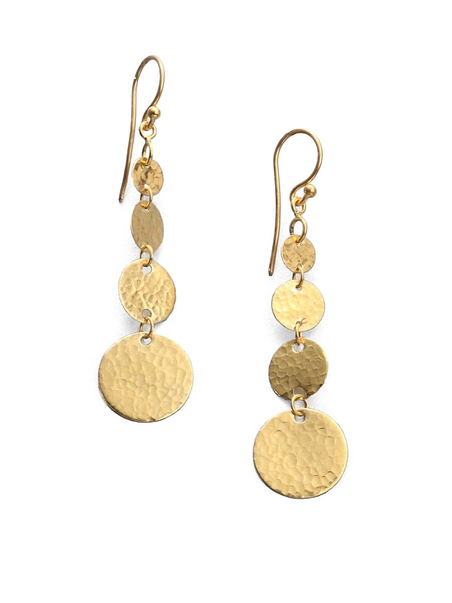 Women's Lush 24K Yellow Gold Flake Drop Earrings - Gold