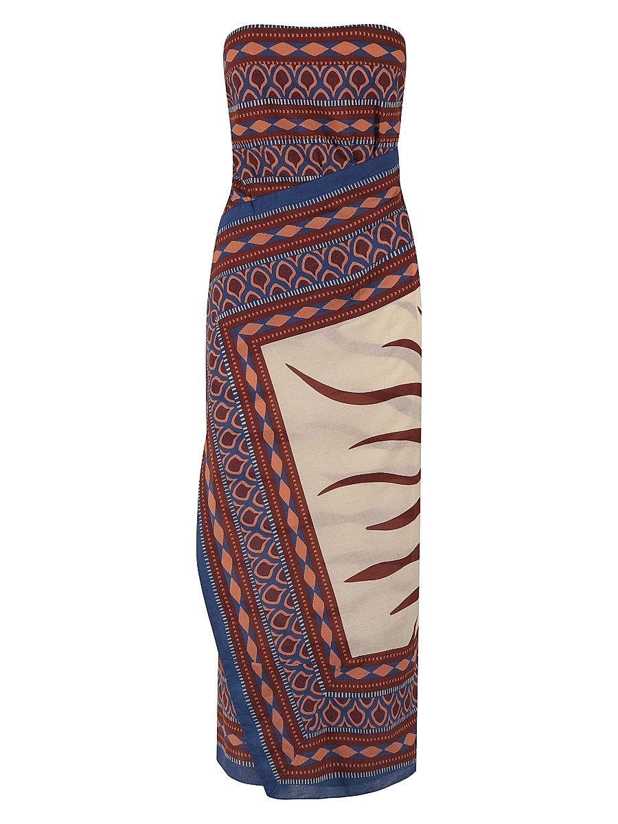 Women's Paraiso Agreste Cotton Ankle Dress - Ecru Blue - Size 0